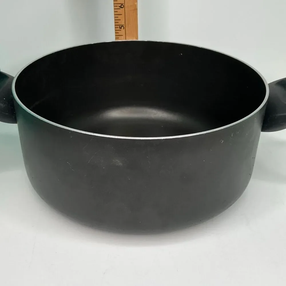 Farberware 5 qt Non-Stick Black Stock Pot Aluminum With Tempered Glass Lid